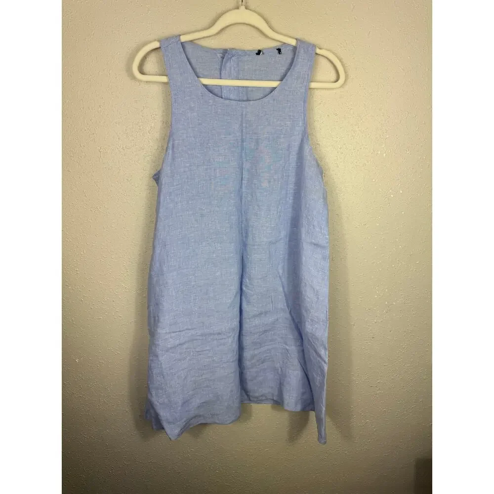 J. Crew Maxine Button-back dress 100% Linen Womens Size Small/Medium